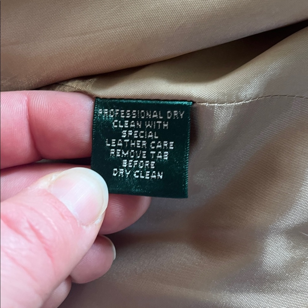 Ralph Lauren green label Cream Trench Coat Brown Collar double breasted crop - Picture 5 of 7